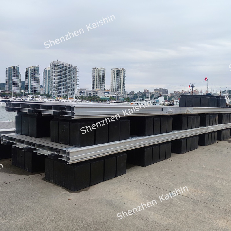 Silver Aluminum Alloy Floating Boat Docks Pontoon With Mooring Cleats And Pile Guide Fenders
